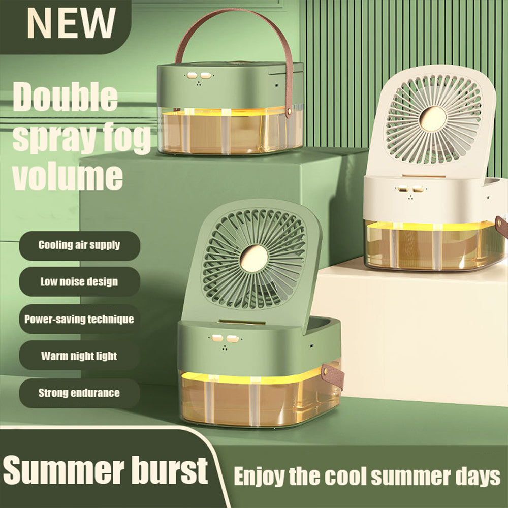 Portable Misting Fan – USB Rechargeable Desktop Air Cooler with Spray & Remote Control