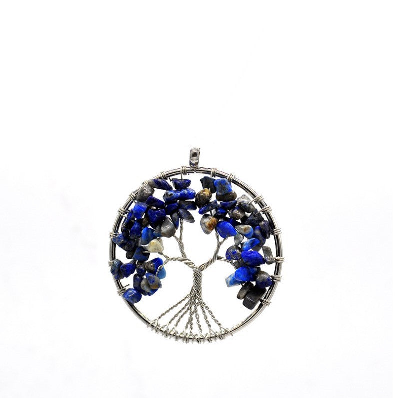 Kabala Life Tree Necklace – Natural Stone & Copper Wire Pendant