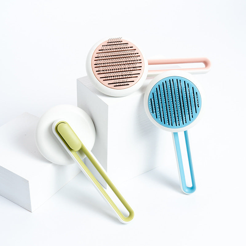 Self-Cleaning Pet Grooming Brush – One-Click Hair Removal Comb for Cats & Dogs