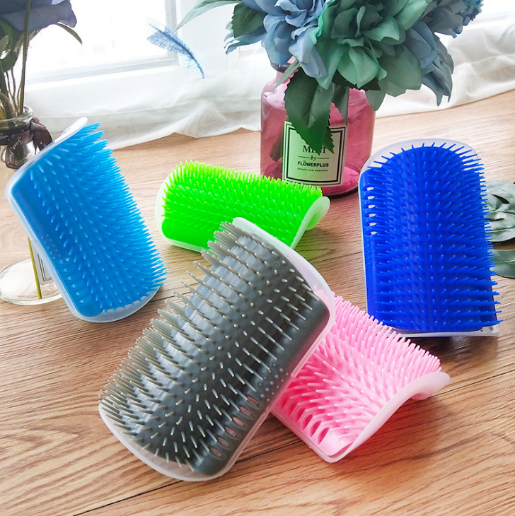 Cat Self-Grooming Wall Corner Brush – Soft Rubber Massage Comb with Catnip