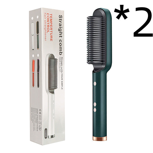 2-in-1 Hair Straightener & Curling Comb – Negative Ion, 10 Heat Settings