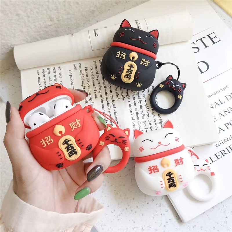 Lucky Cat Headphone Stand & Earbud Cover Set