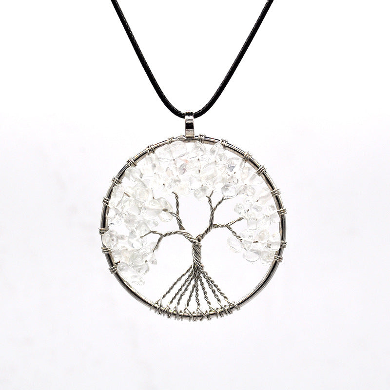 Kabala Life Tree Necklace – Natural Stone & Copper Wire Pendant