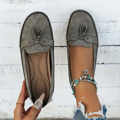 Women's Round Head Loafers Fashion Non-slip Soft Comfortable Flats Shoes