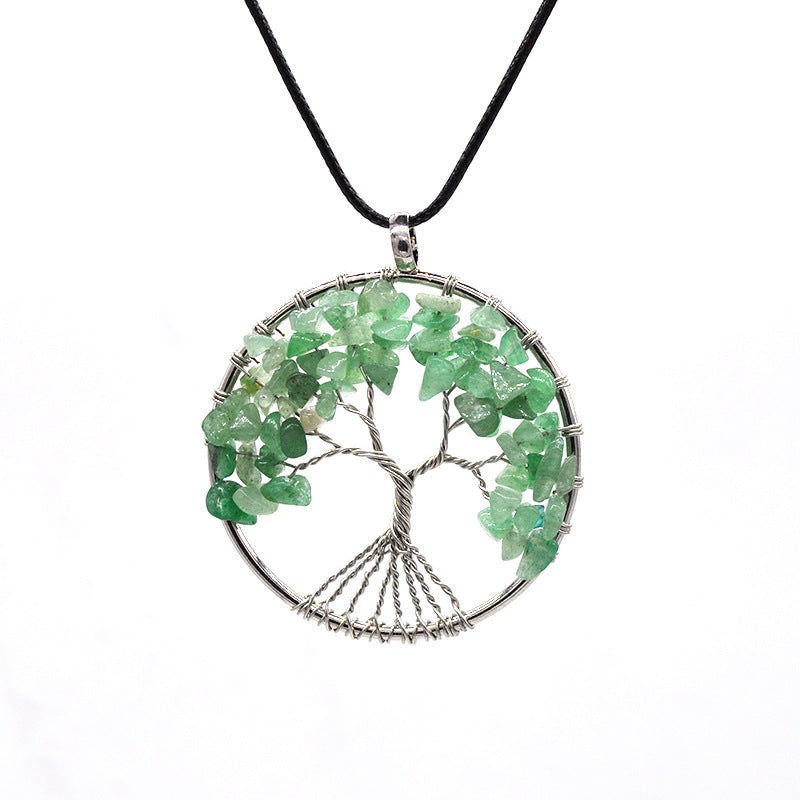 Kabala Life Tree Necklace – Natural Stone & Copper Wire Pendant