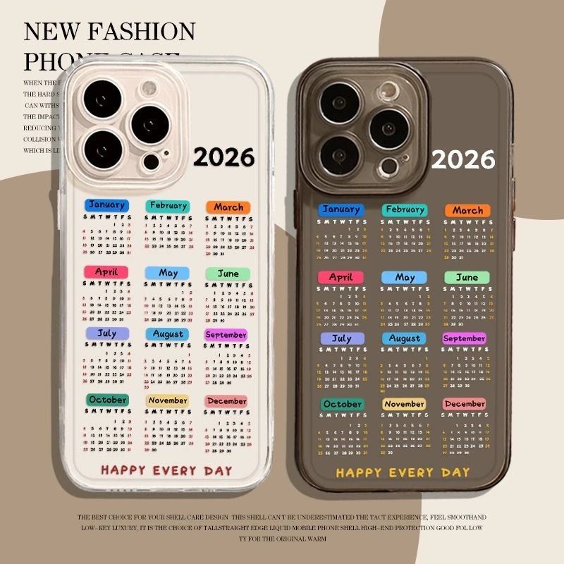 2026 Calendar iPhone Case – Clear Shockproof Cover with Built-In Calendar | iPhone 13 to 17 Pro Max