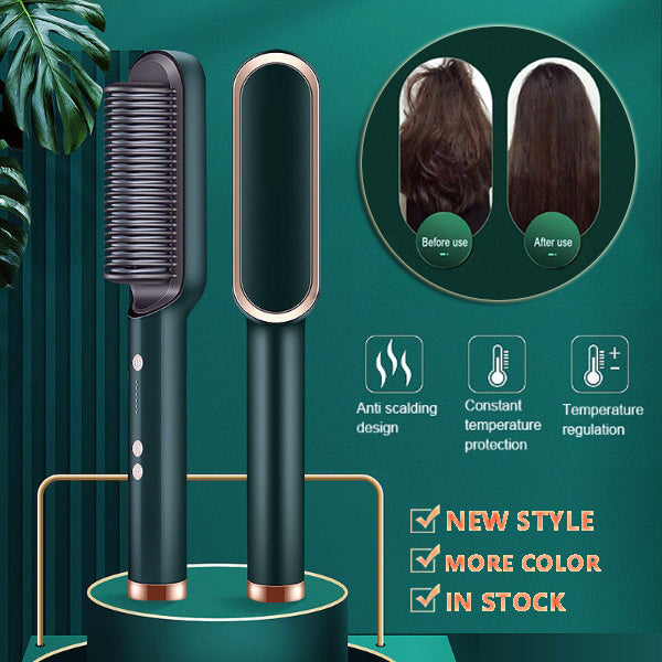 2-in-1 Hair Straightener & Curling Comb – Negative Ion, 10 Heat Settings