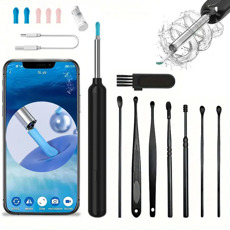 Ear Cleaner with Camera – 1080P HD WiFi Earwax Removal Kit with 6 Silicone Scoops