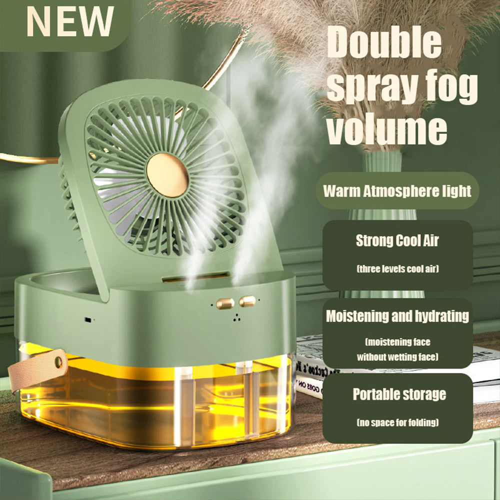 Portable Misting Fan – USB Rechargeable Desktop Air Cooler with Spray & Remote Control