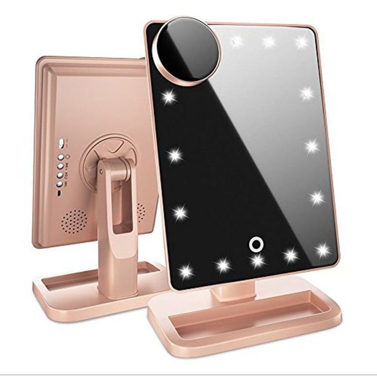 LED Makeup Mirror – 20 Lights, Bluetooth Speaker & 10X Magnification