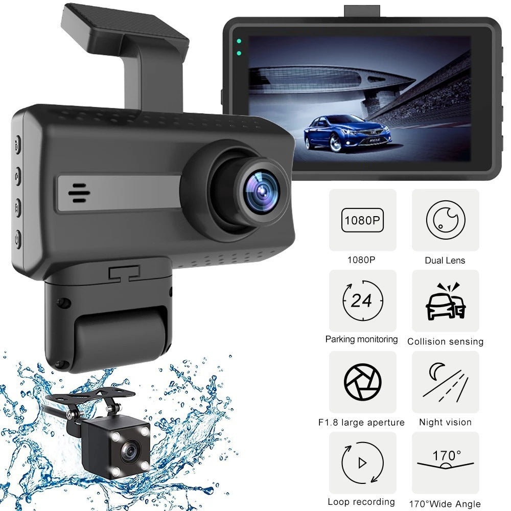 1080P HD Dash Cam with Night Vision & Rotatable Lens – Front & Interior Recording