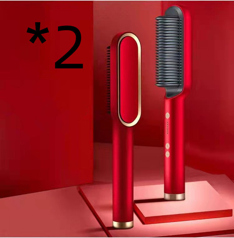 2-in-1 Hair Straightener & Curling Comb – Negative Ion, 10 Heat Settings