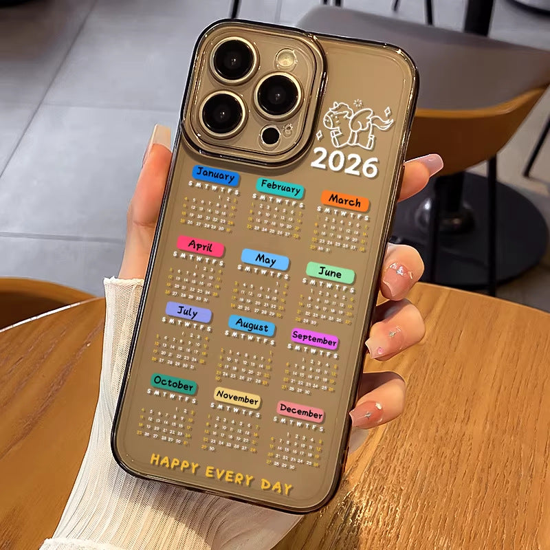 2026 Calendar iPhone Case – Clear Shockproof Cover with Built-In Calendar | iPhone 13 to 17 Pro Max
