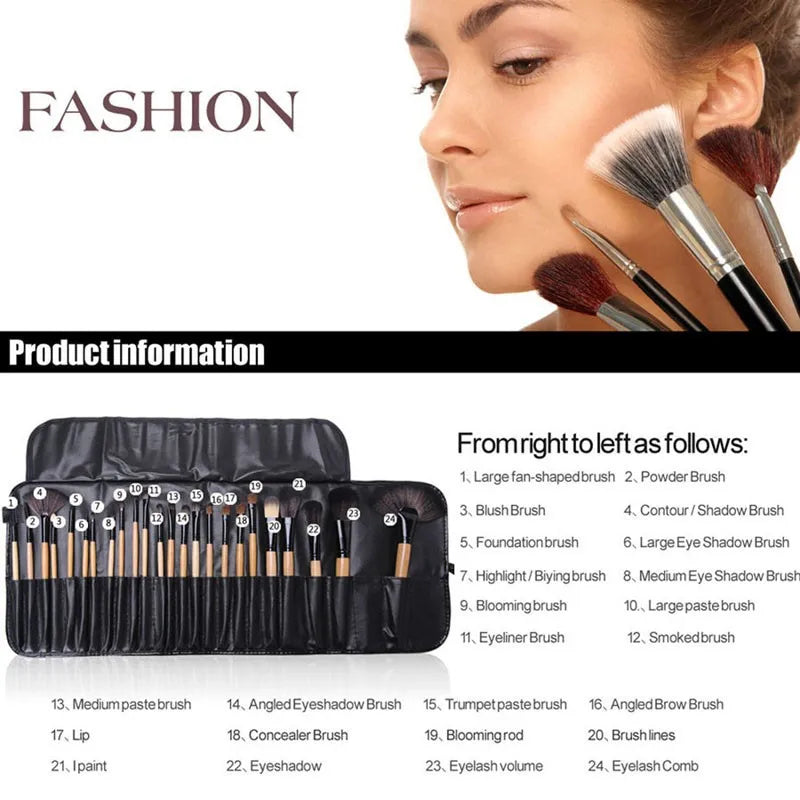 24-Piece Makeup Brush Set with Gift Bag – Face & Eye Brushes