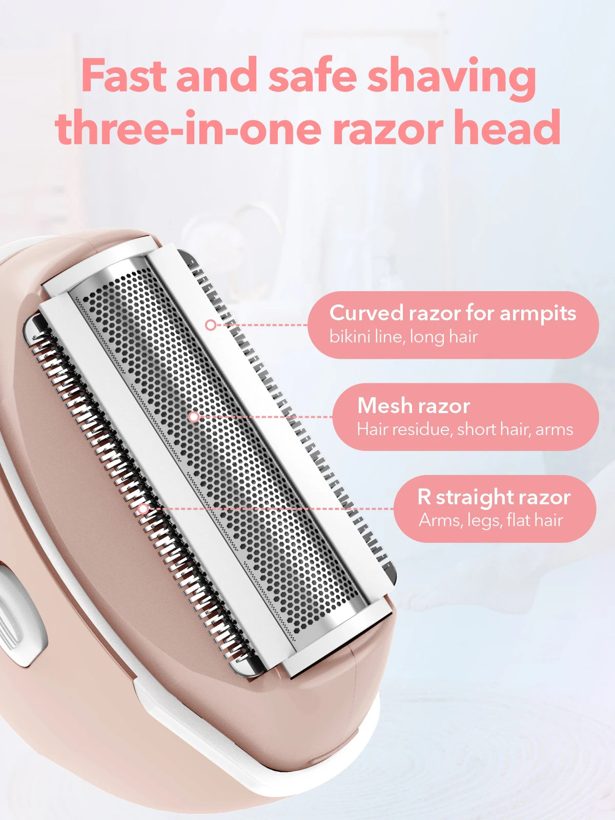 Electric Shaver Women Trimmer Shaver Razor with Trimmer for Armpit Legs Hair and Arms Hair Bikini Area,Shaver for All Skin Hair