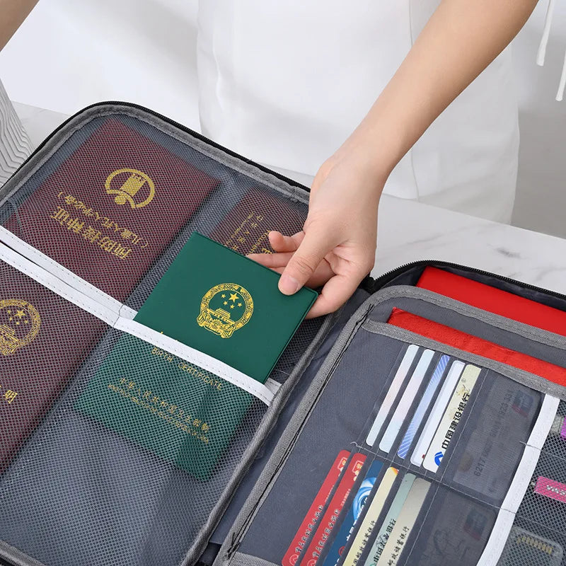 Fireproof Document Bag Safety Organizer Zipper Waterproof Money Pouch Multi-Layer Card Case Travel File Bag Papers Storage Box