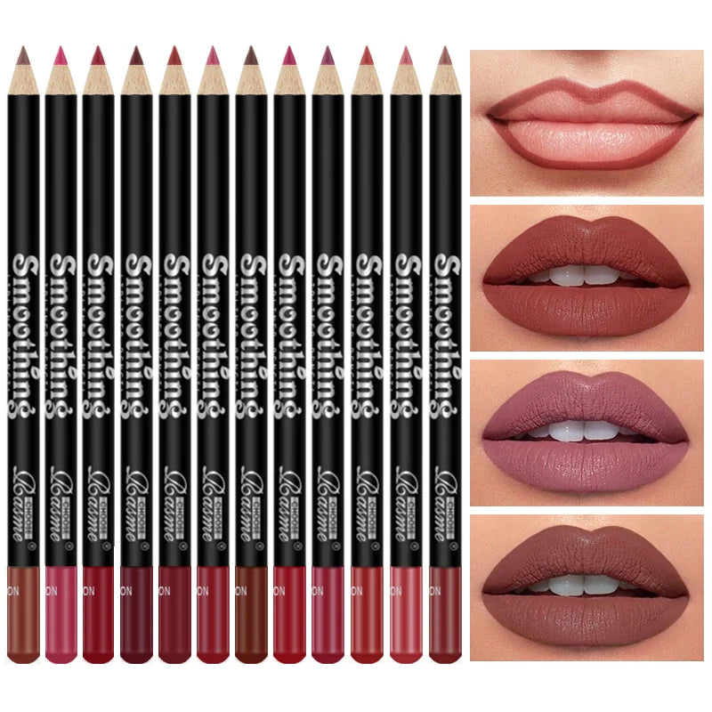 Matte Lip Liner Set – 12 Shades for Everyday Makeup