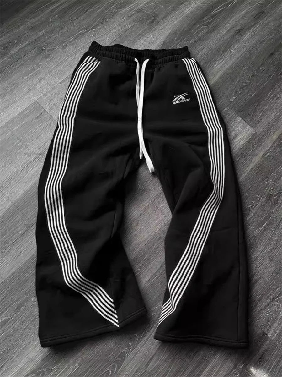 Casual Striped Straight Leg Pants – Unisex Street Jogging