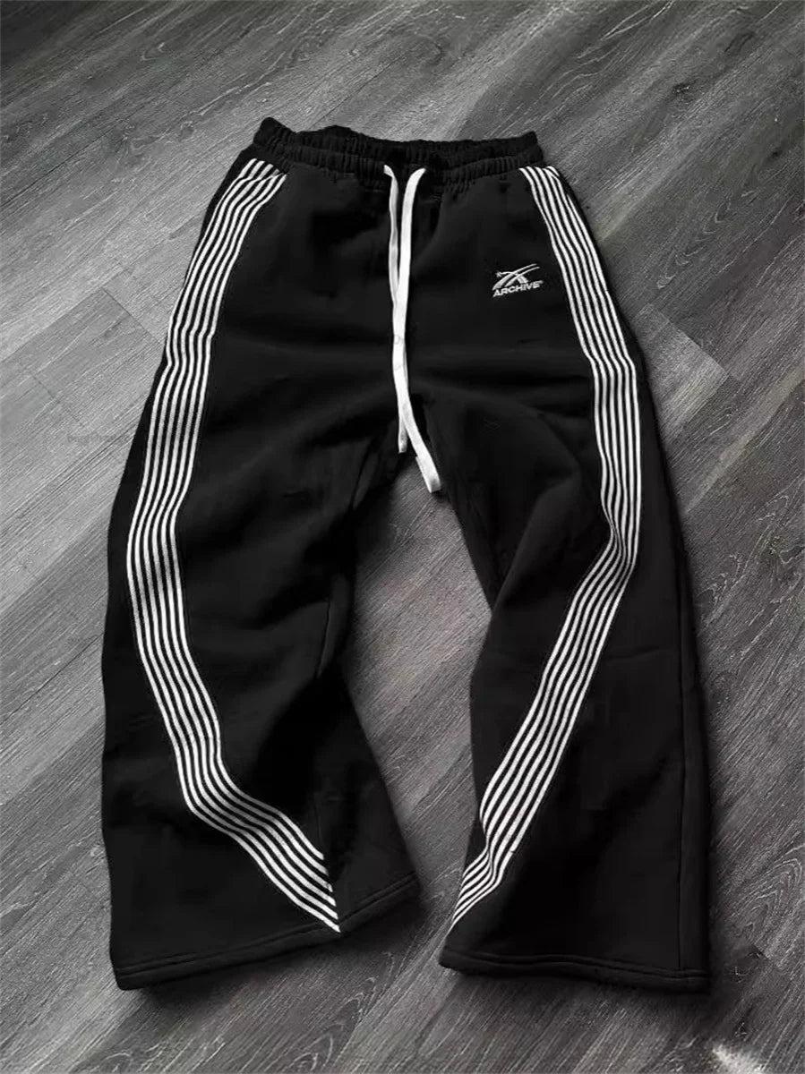 Casual Striped Straight Leg Pants – Unisex Street Jogging