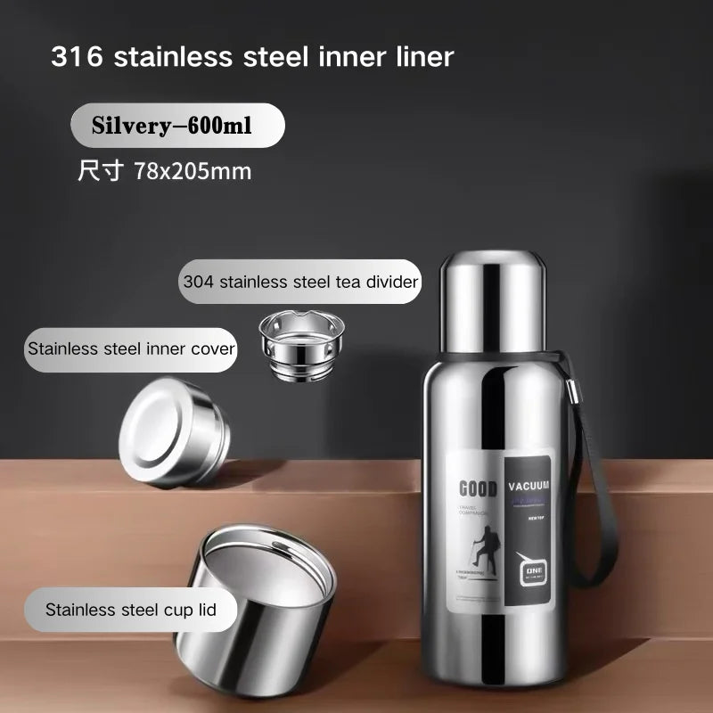 Large Insulated Thermos Tumbler - 600ml-2000ml Stainless Steel Water Bottle