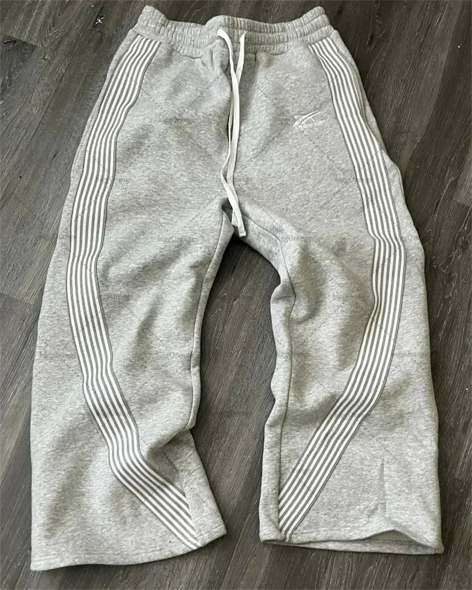 Casual Striped Straight Leg Pants – Unisex Street Jogging