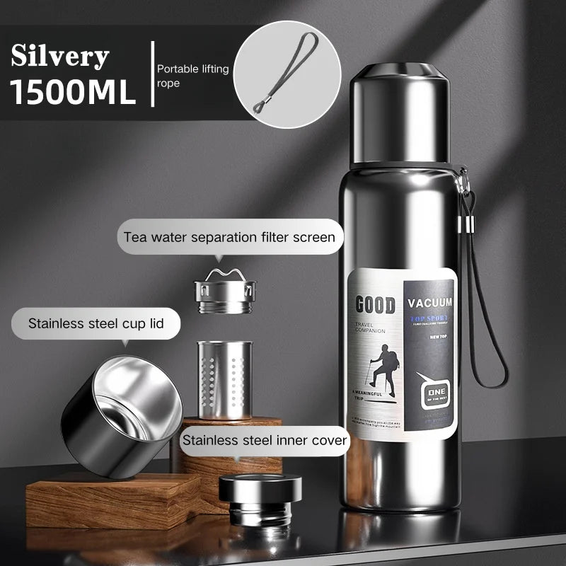 Large Insulated Thermos Tumbler - 600ml-2000ml Stainless Steel Water Bottle