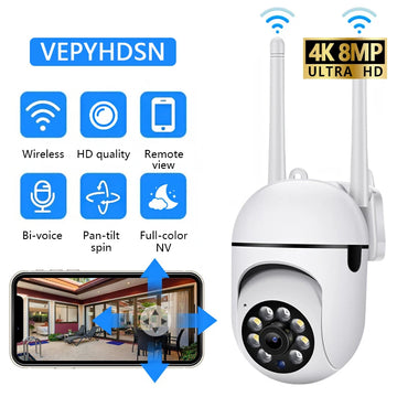 8MP WiFi PTZ Security Camera - 4X Zoom Wireless Surveillance with Auto Tracking & Two-Way Audio