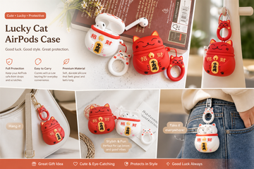 Lucky Cat Headphone Stand & Earbud Cover Set