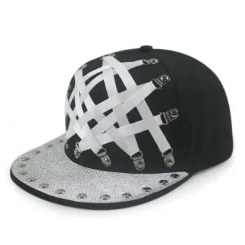 Punk Style Hip-Hop Flat Brim Cap - Novelty Decorated Couple Hat for Nightclub & Bar Fashion