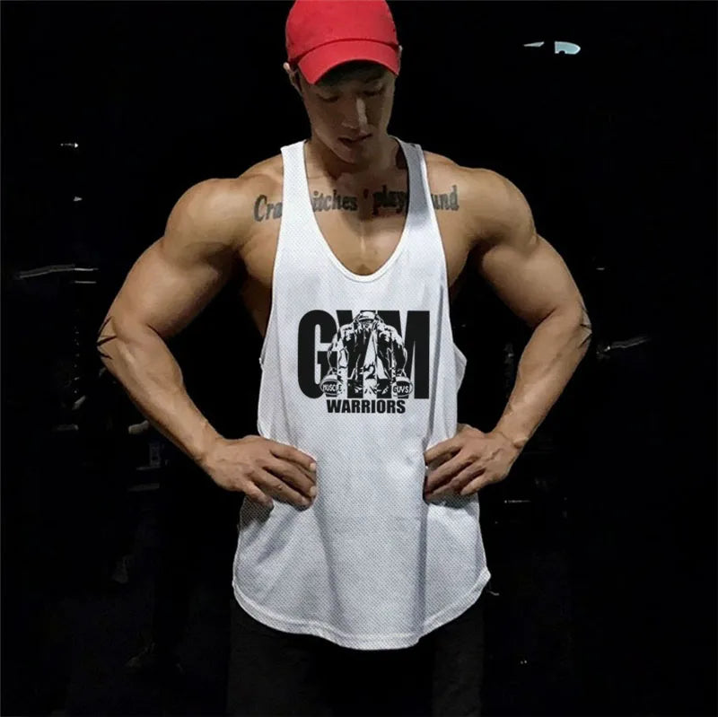 Men's Gym Tank Top - Breathable Mesh Stringer Vest for Bodybuilding & Workout