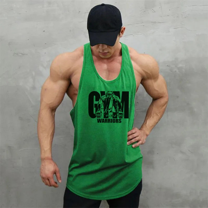Men's Gym Tank Top - Breathable Mesh Stringer Vest for Bodybuilding & Workout
