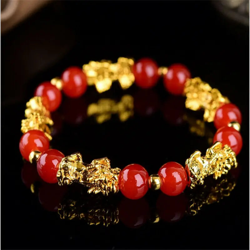 Pixiu Feng Shui Bracelet - Agate Charm Bracelet for Wealth & Good Luck