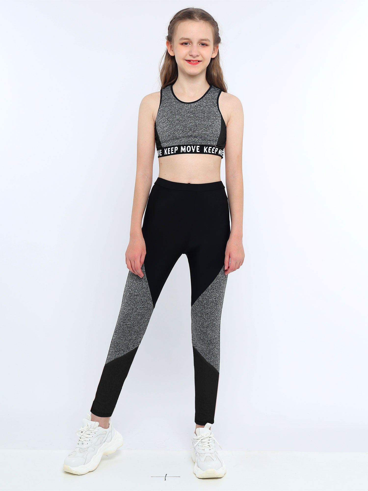 Girls Athletic Set - 2-Piece Workout Top & Pants for Gymnastics, Running & Sports (Ages 7-13)