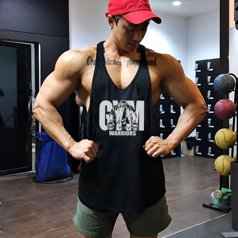 Men's Gym Tank Top - Breathable Mesh Stringer Vest for Bodybuilding & Workout