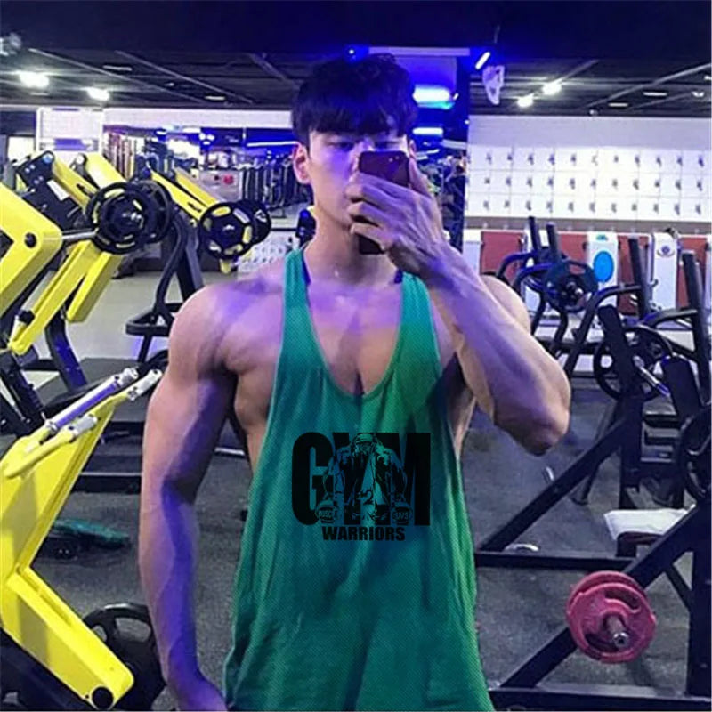 Men's Gym Tank Top - Breathable Mesh Stringer Vest for Bodybuilding & Workout