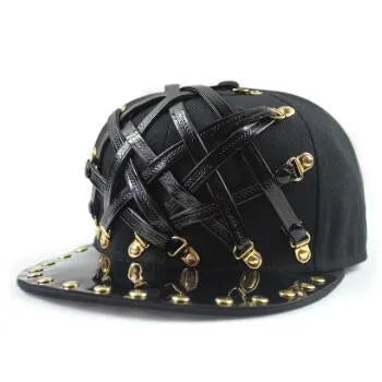 Punk Style Hip-Hop Flat Brim Cap - Novelty Decorated Couple Hat for Nightclub & Bar Fashion