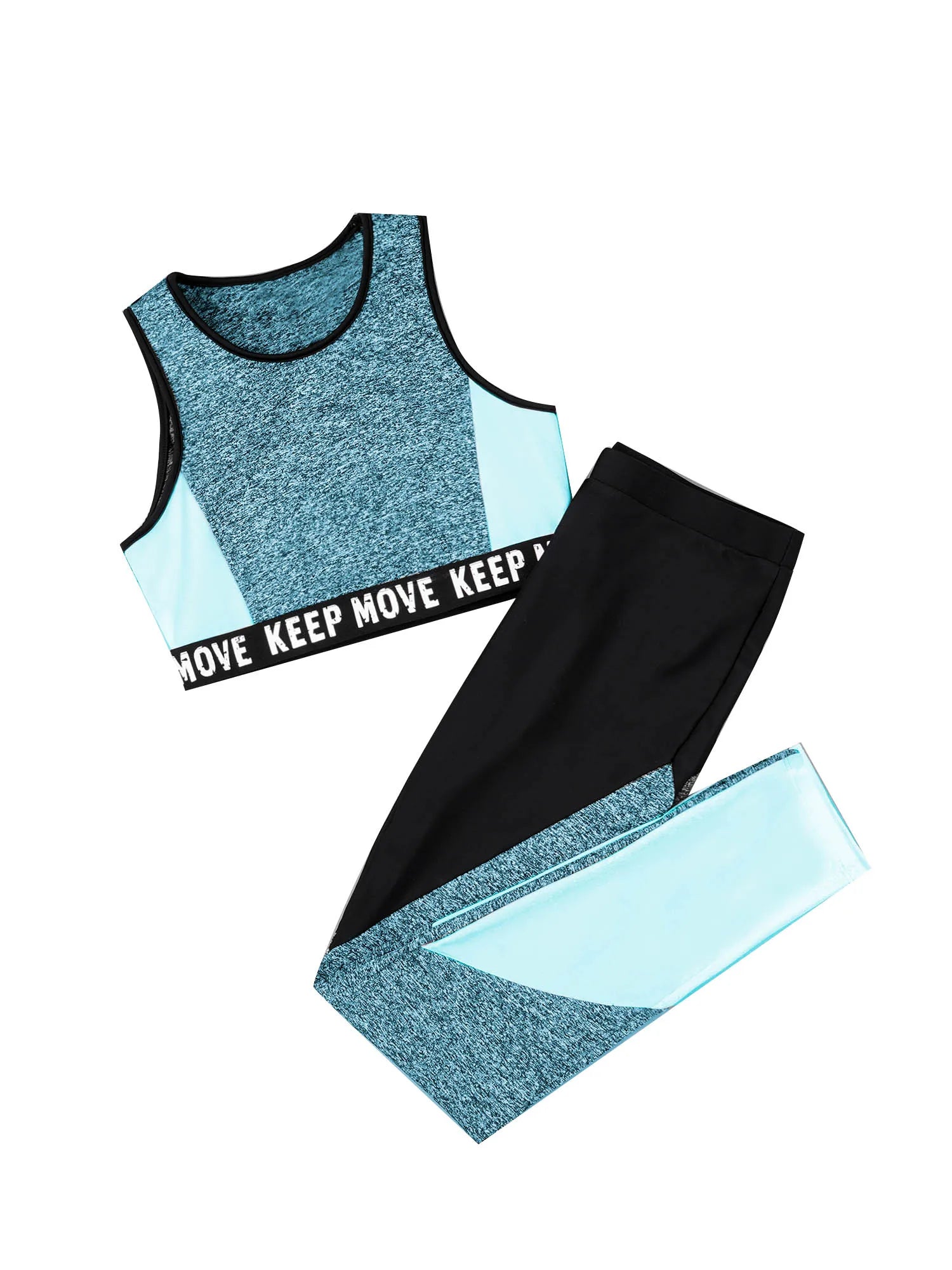 Girls Athletic Set - 2-Piece Workout Top & Pants for Gymnastics, Running & Sports (Ages 7-13)