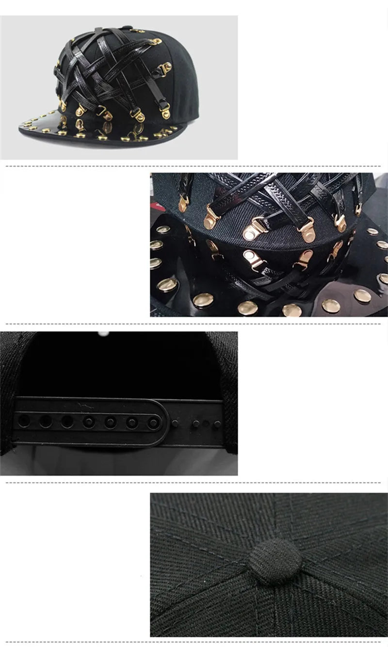 Punk Style Hip-Hop Flat Brim Cap - Novelty Decorated Couple Hat for Nightclub & Bar Fashion