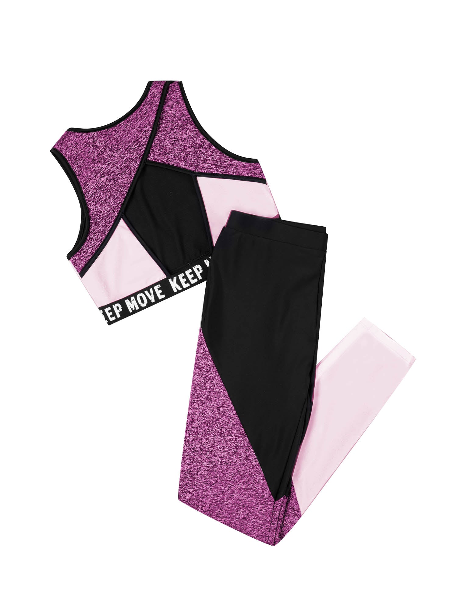 Girls Athletic Set - 2-Piece Workout Top & Pants for Gymnastics, Running & Sports (Ages 7-13)