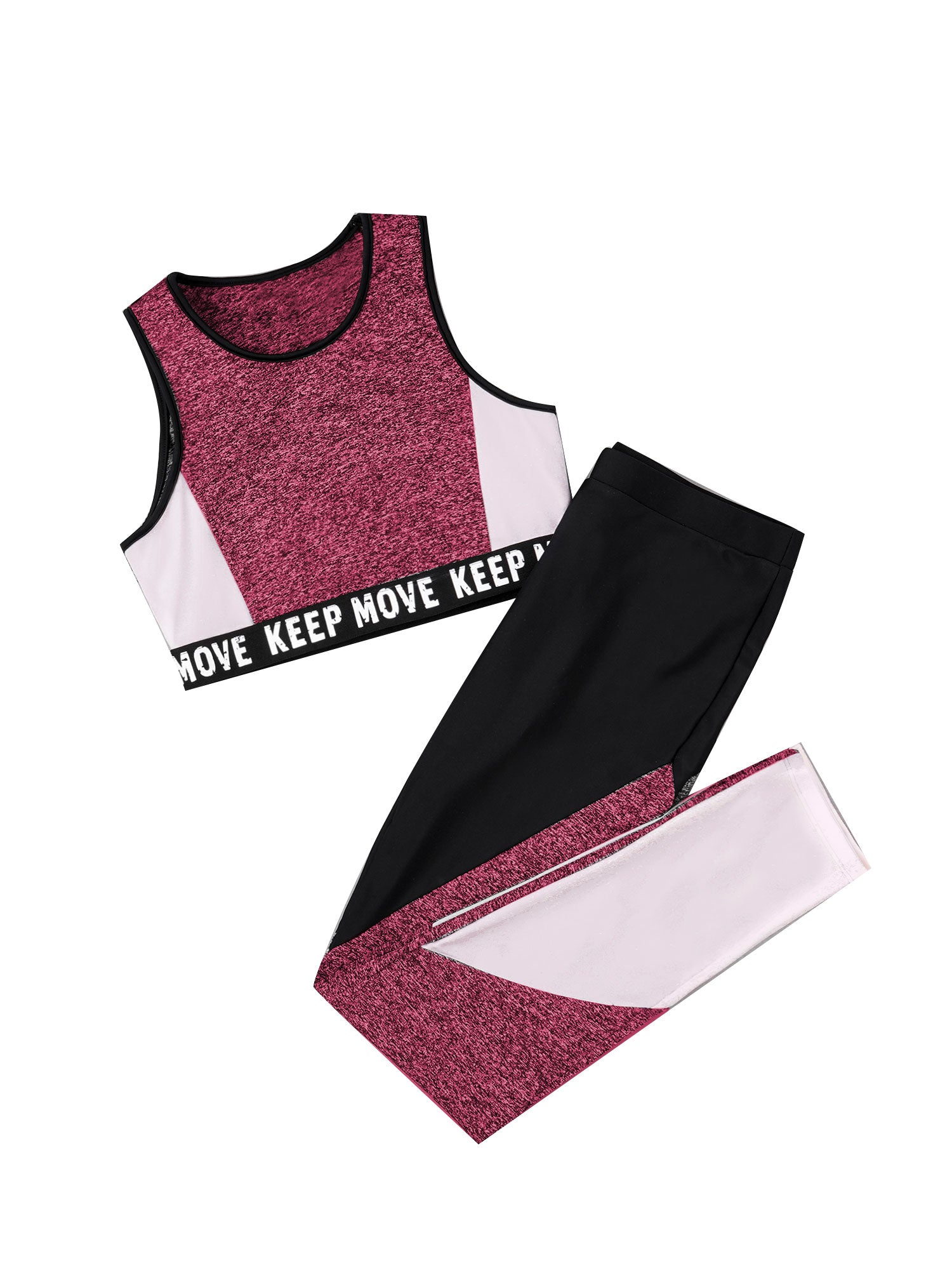Girls Athletic Set - 2-Piece Workout Top & Pants for Gymnastics, Running & Sports (Ages 7-13)