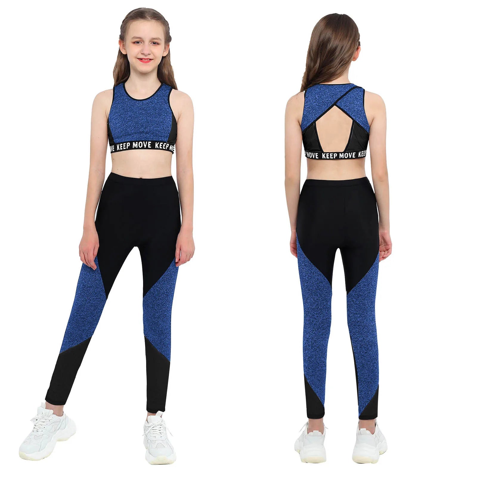 Girls Athletic Set - 2-Piece Workout Top & Pants for Gymnastics, Running & Sports (Ages 7-13)