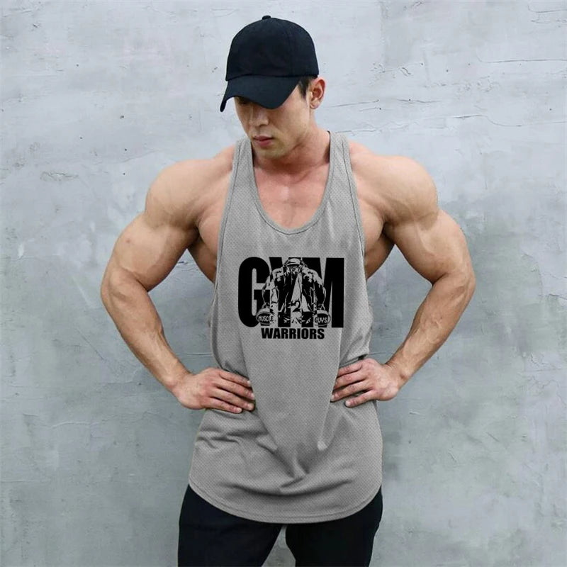 Men's Gym Tank Top - Breathable Mesh Stringer Vest for Bodybuilding & Workout
