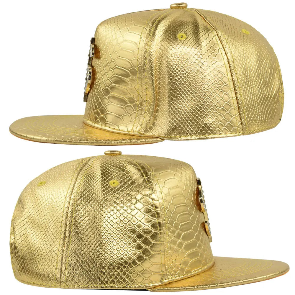 Cross Jesus Metal Label Hip-Hop Cap - Flat Brim Fitted Hat for Break Dance & Street Style