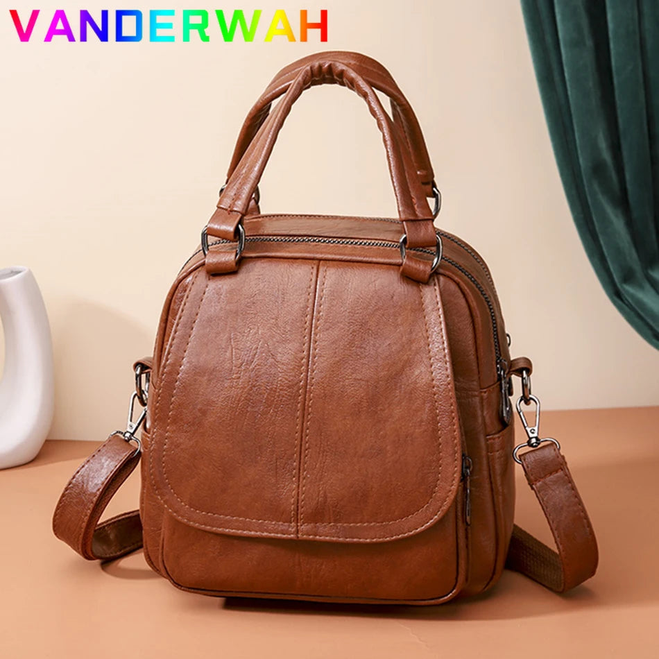Women's Small Retro Backpack - Multifunctional Crossbody Travel Handbag