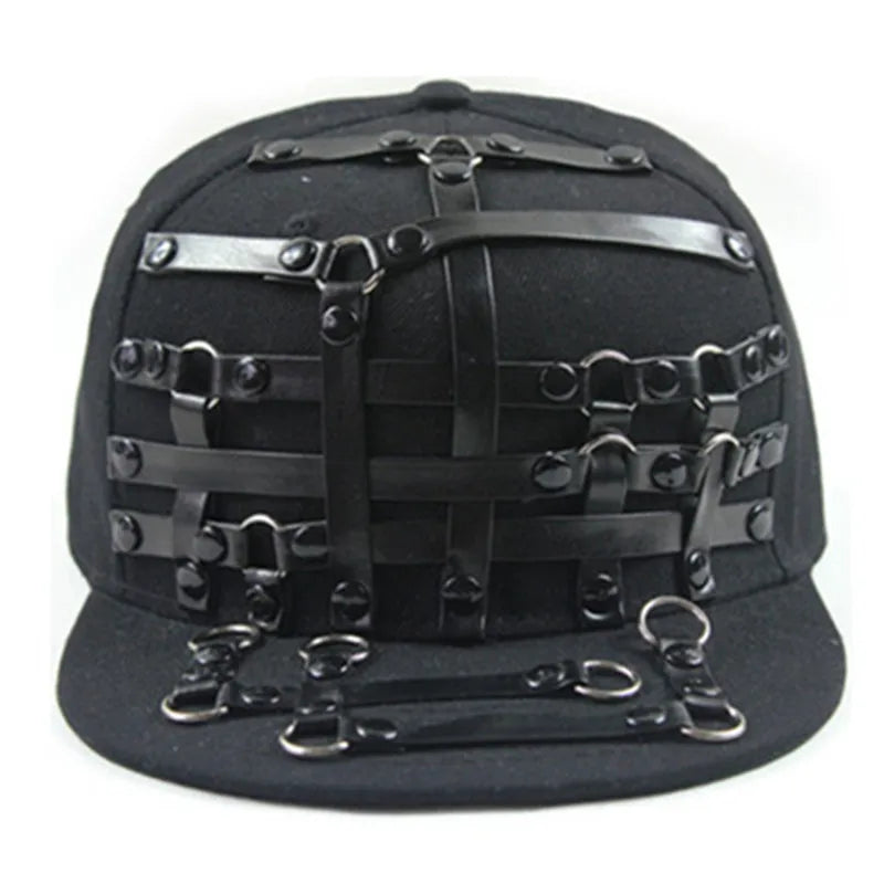 Punk Style Hip-Hop Flat Brim Cap - Novelty Decorated Couple Hat for Nightclub & Bar Fashion