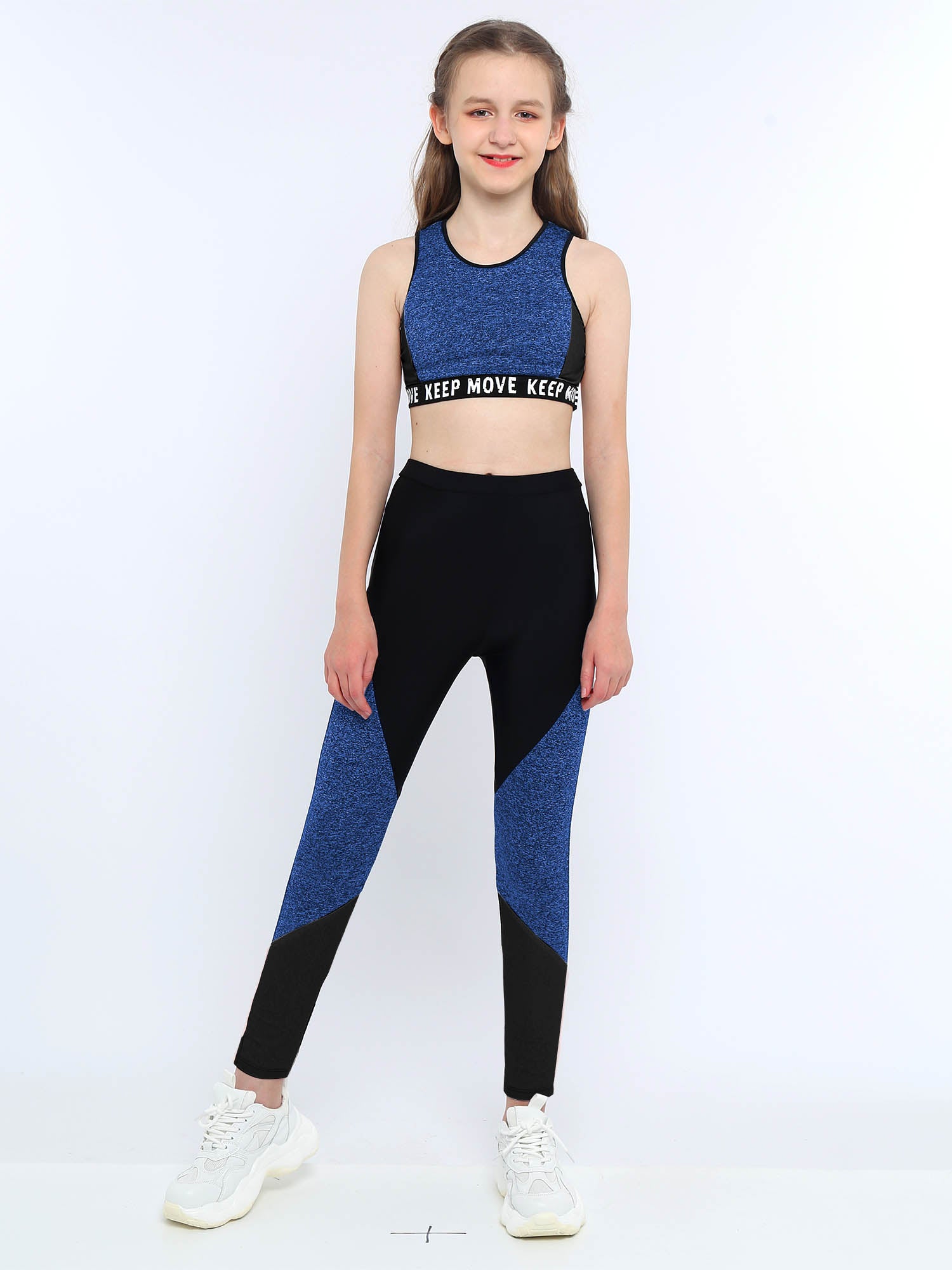 Girls Athletic Set - 2-Piece Workout Top & Pants for Gymnastics, Running & Sports (Ages 7-13)