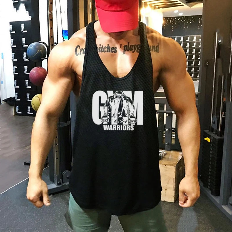 Men's Gym Tank Top - Breathable Mesh Stringer Vest for Bodybuilding & Workout