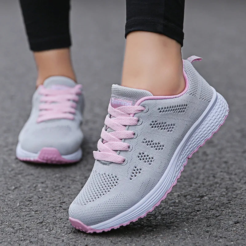 Women’s Breathable Mesh Sneakers – Casual White Walking Shoes 2024