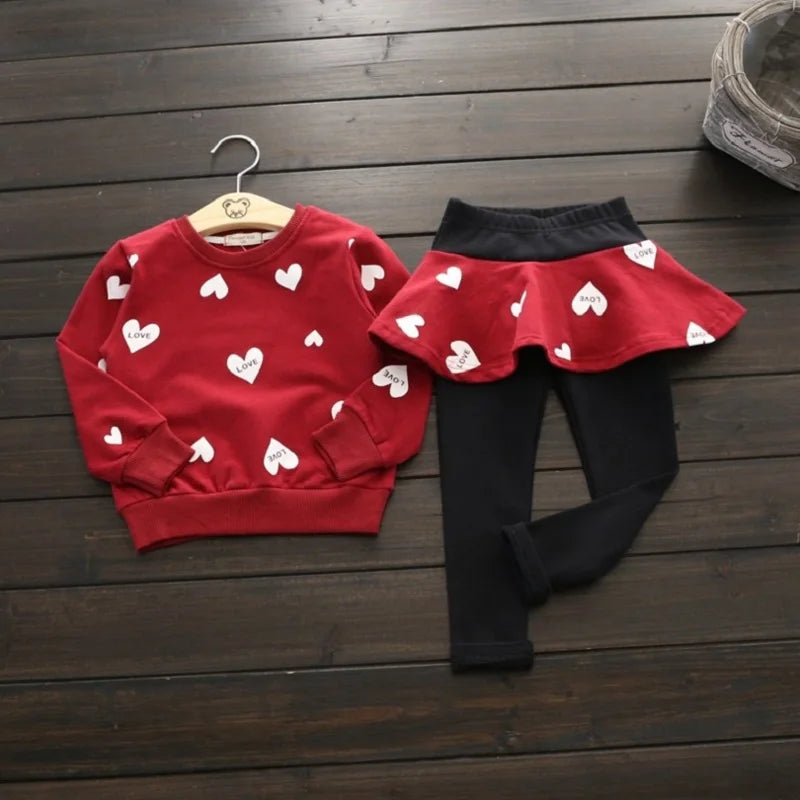 Toddler Girls 3-Piece Outfit Set - T-Shirt, Skirt & Leggings (Ages 1-3)