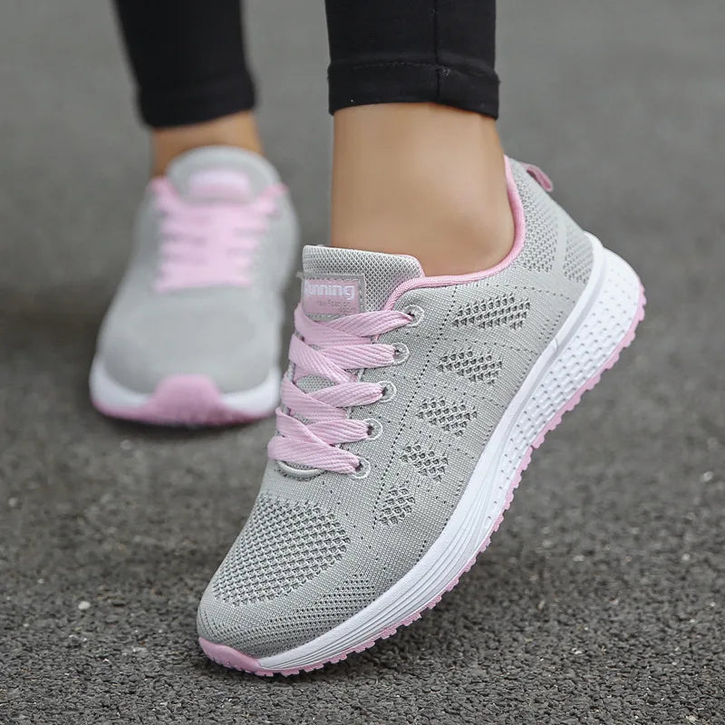 Women’s Breathable Mesh Sneakers – Casual White Walking Shoes 2024